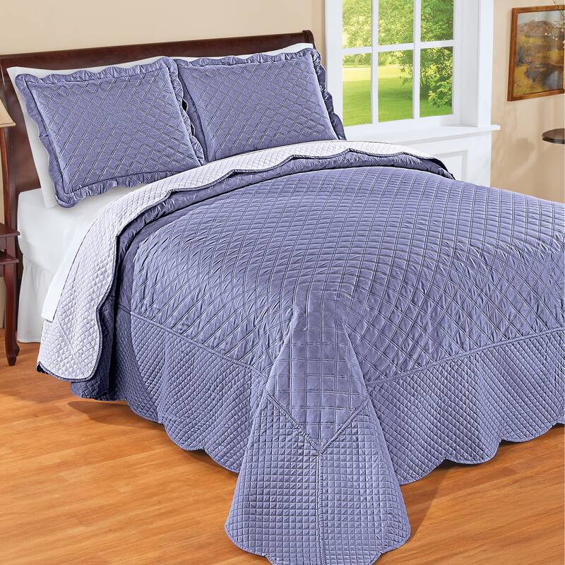 Camille Reversible Diamond Textured Quilted Bedspread - Lavender/Plum - Full