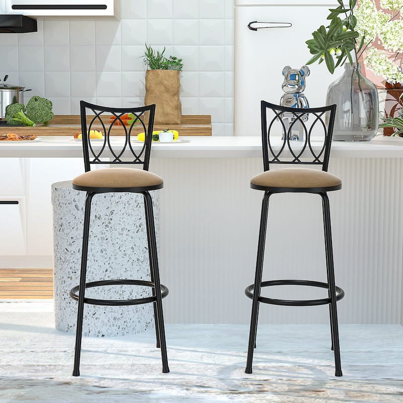 Javlergo Set of 2 Bar Stools Adjustable-Height Swivel Seat Counter Stools