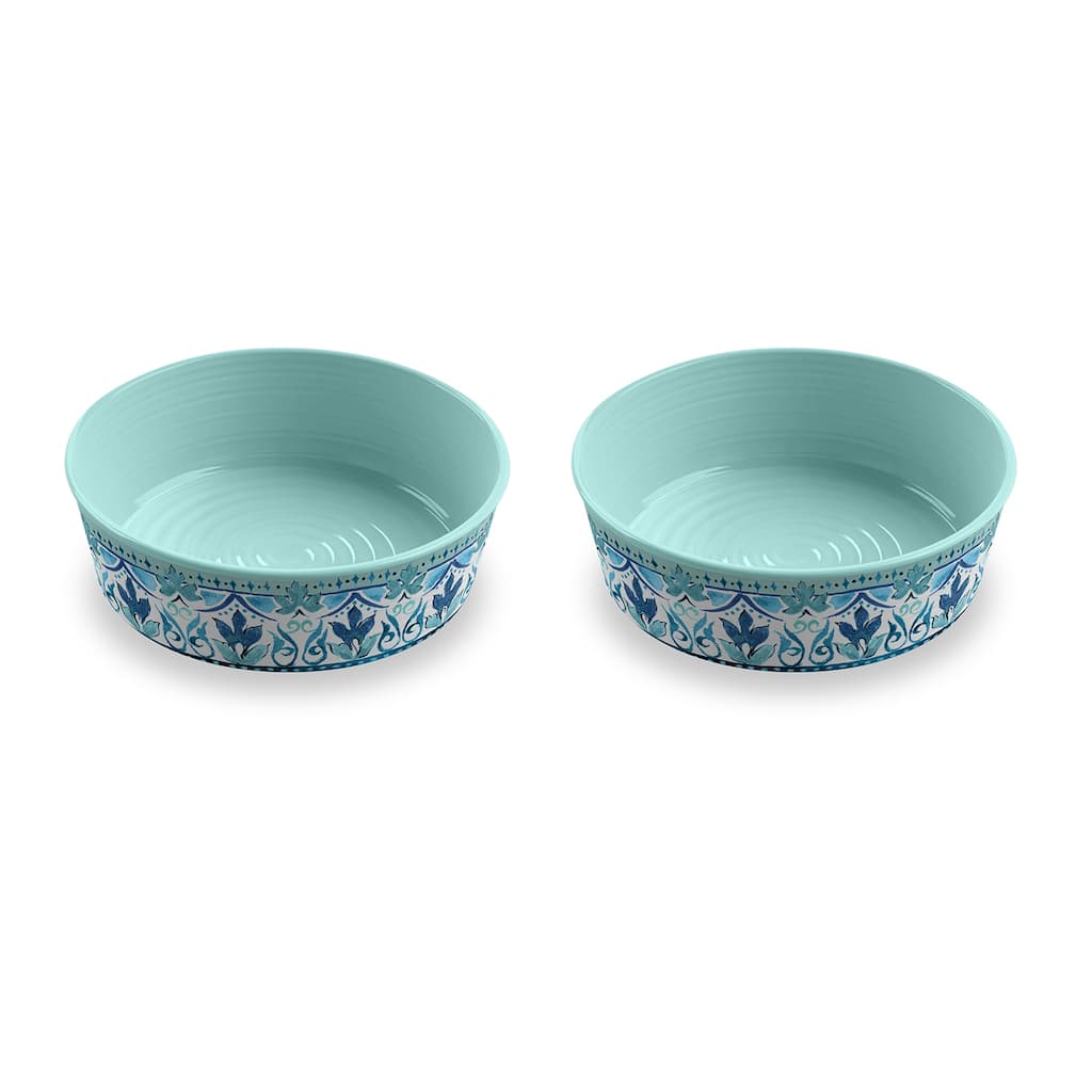 Abode Homewares Gibraltar Melamine Pet Bowl - Large - 8 Cups - Teal - Set of 2