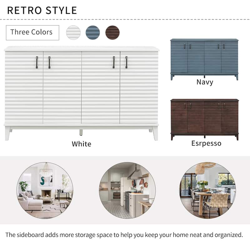 Large Storage Buffet with Adjustable Shelves and Metal Handles
