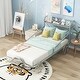 preview thumbnail 3 of 21, Twin Size Metal Car Bed with 4 Wheels, Guardrails and X-Shaped Frame Shelf, Twin Metal Bed for Teens, No Box Spring Needed