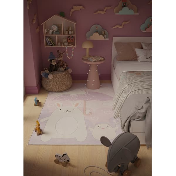 slide 2 of 4, Ginza Six Washable My Neighbor Rabbit Kids Rug