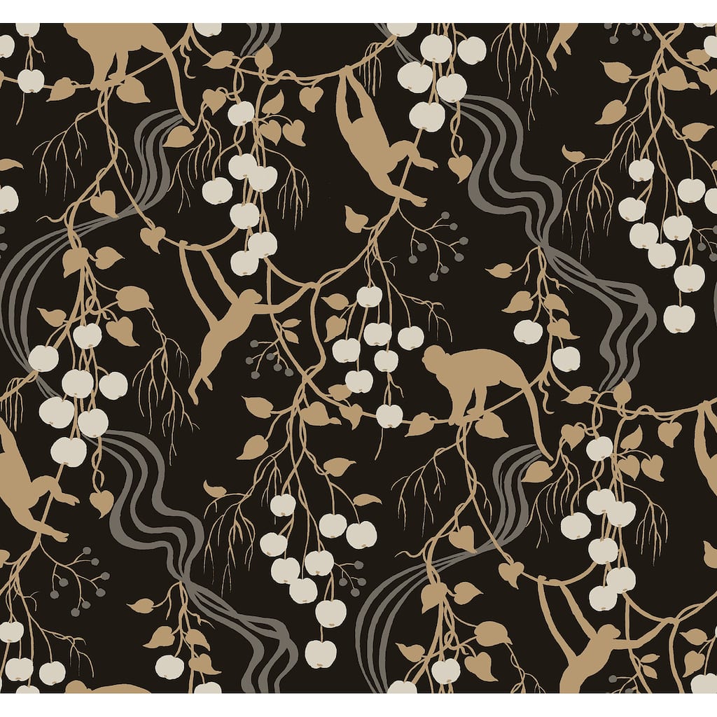 A-Street Prints Linden Black Jungle Canopy Wallpaper