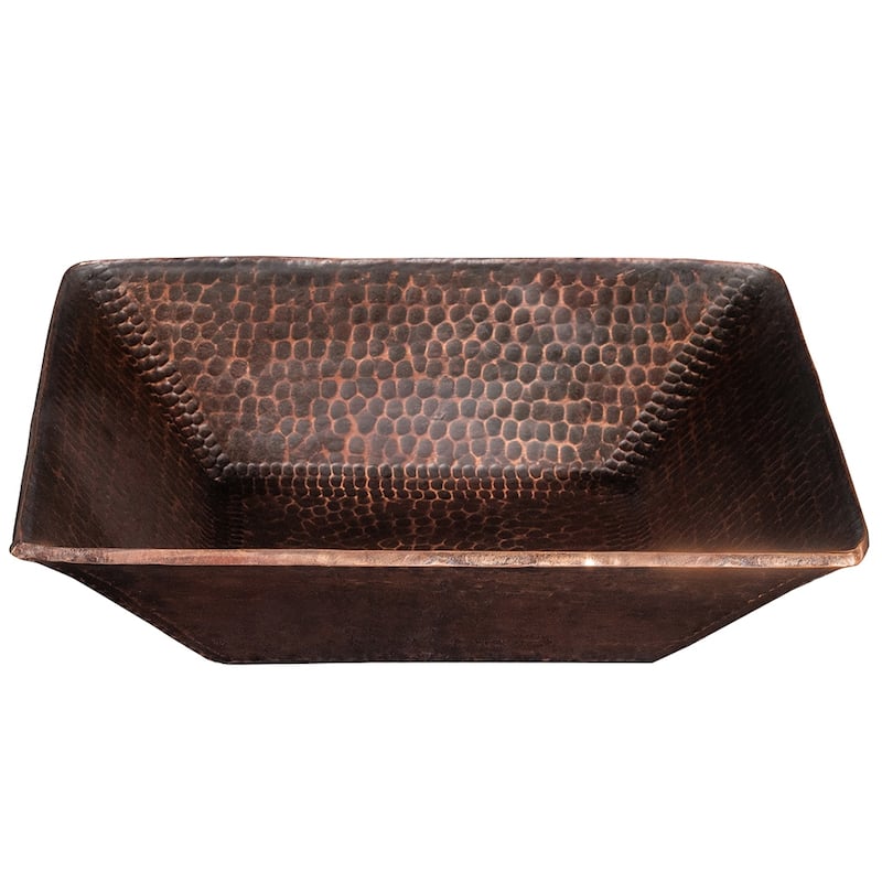 14-in Square Hand Forged Old World Copper Vessel Sink (PVSQ14DB)