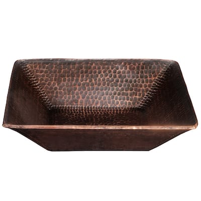 14-in Square Hand Forged Old World Copper Vessel Sink (PVSQ14DB)
