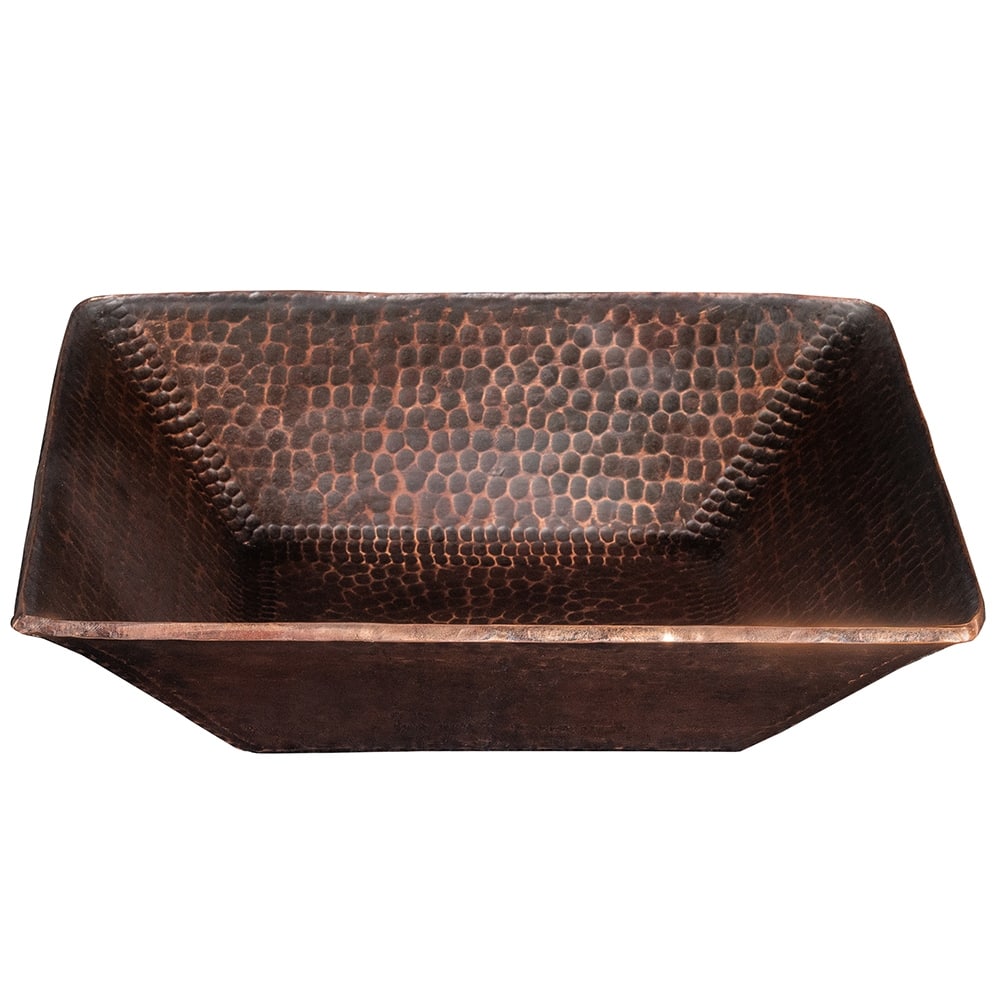 14-in Square Hand Forged Old World Copper Vessel Sink (PVSQ14DB)