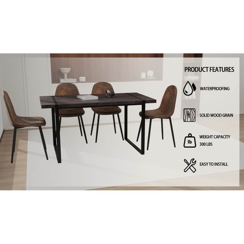 MDF black wooden dining table and modern dining chair set of 4 pieces, medieval wooden kitchen dining table set