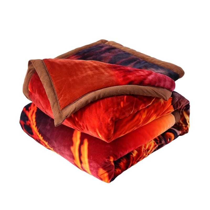 3 Ply Reversible Fleece Comforter for Winter 85"x93" 8lbs