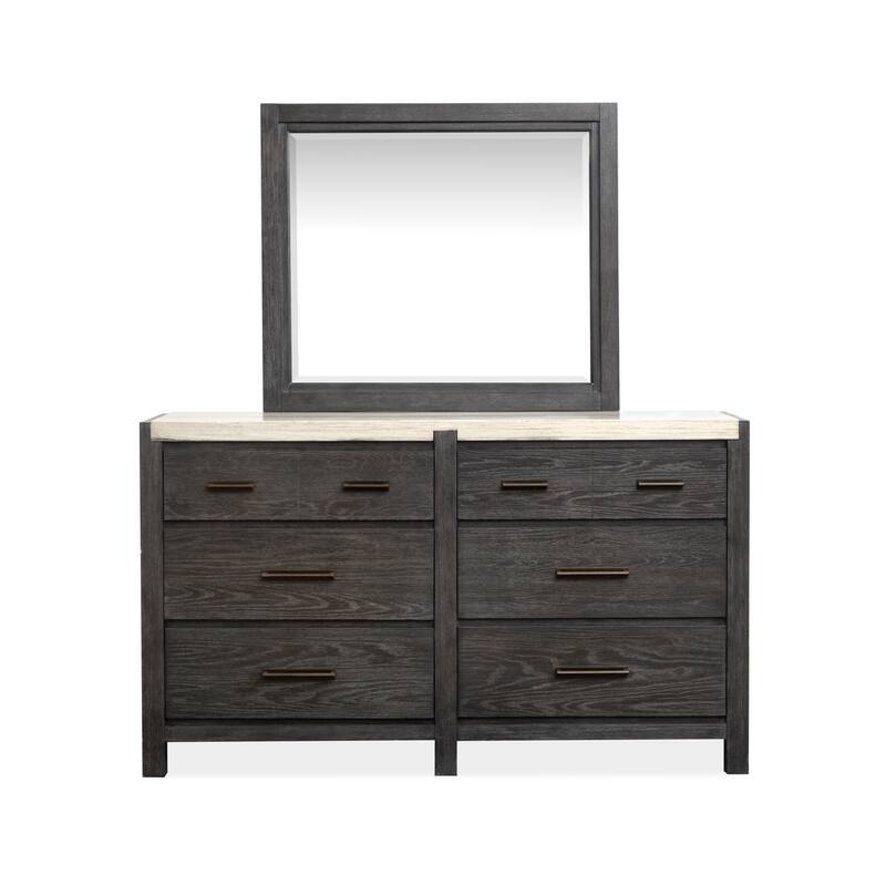 Magnussen Home Plum Creek Ravenwood Black Drawer Dresser with Landscape Mirror