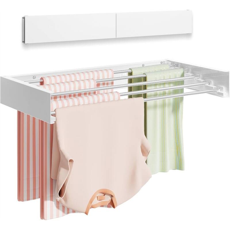 Wall Mounted Clothes Drying Rack - 32" Wide, Foldable