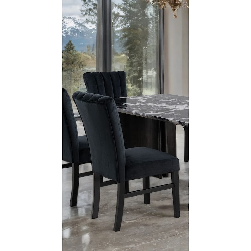 Tufted Back Side Chairs Modern Black Finish