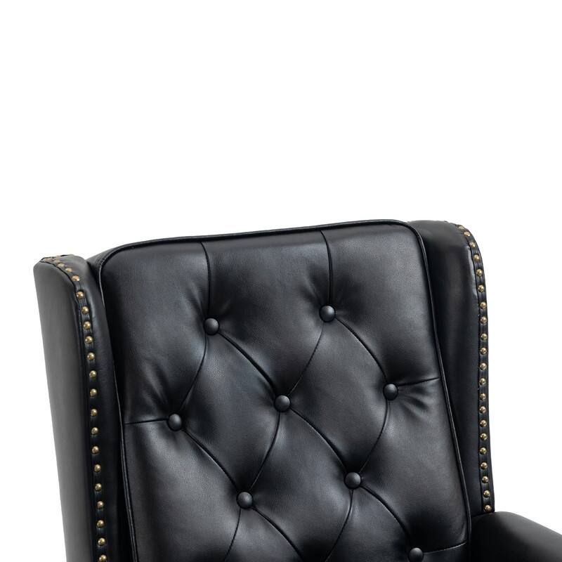 Modern Wood Frame Accent Armchair - Supportive PU Leather Lounge Chair for Living Room & Bedroom