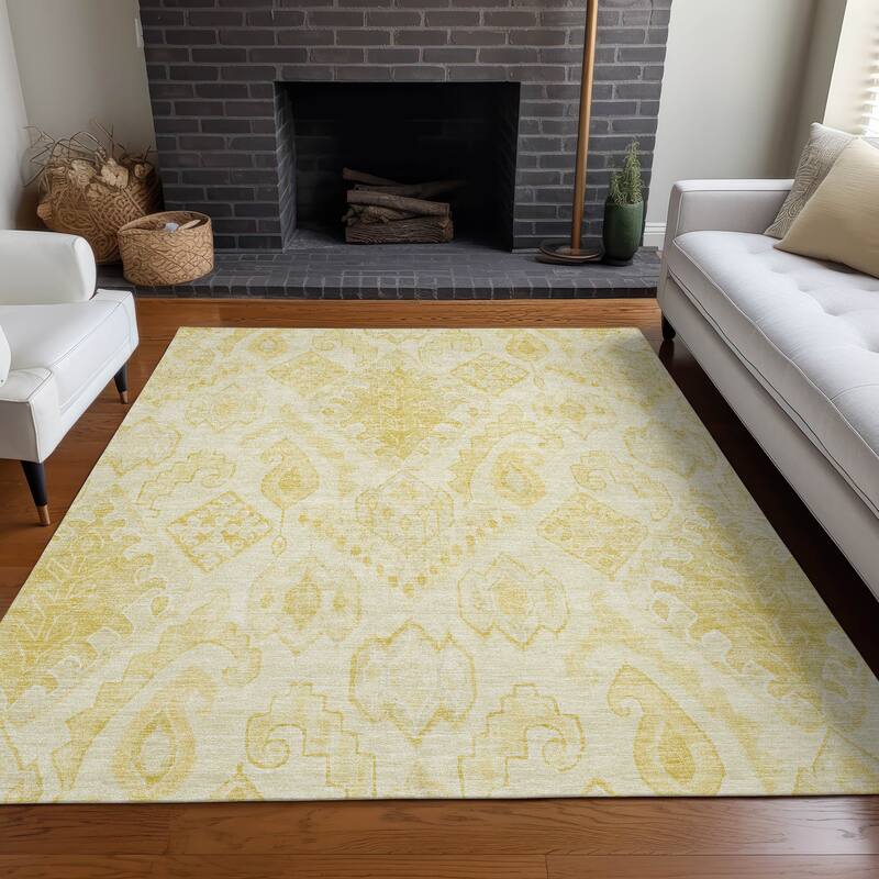 Premium Washable Super Soft Muted Moroccan Boho Mayfield Rug - Gold - 3' x 5' - Rectangle