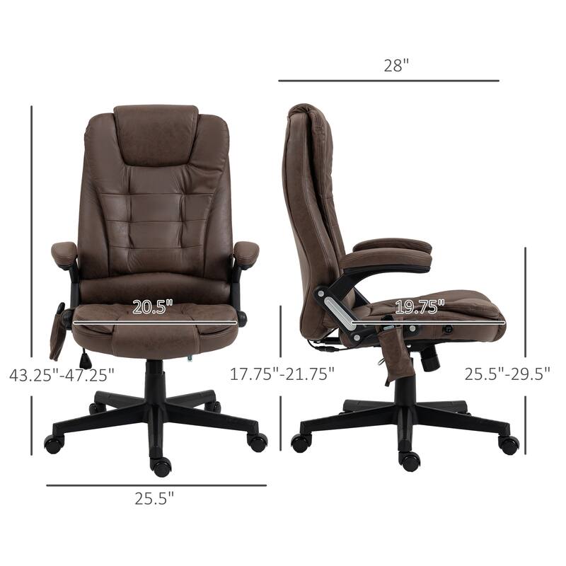 6 Point Vibrating Massage Office Chair Microfiber High Back Executive Office Chair with Heat, Padded Armrests and Remote