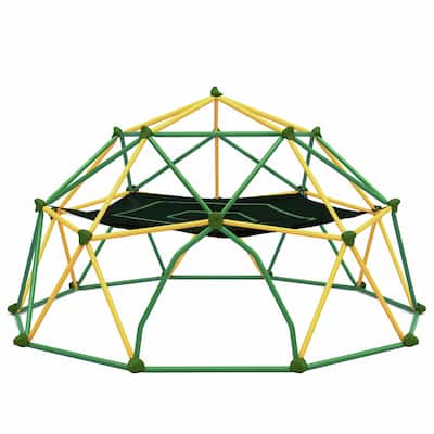 12ft Geometric Dome Climber Play Center - Kids Climbing Dome Tower with Hammock - Green + Yellow