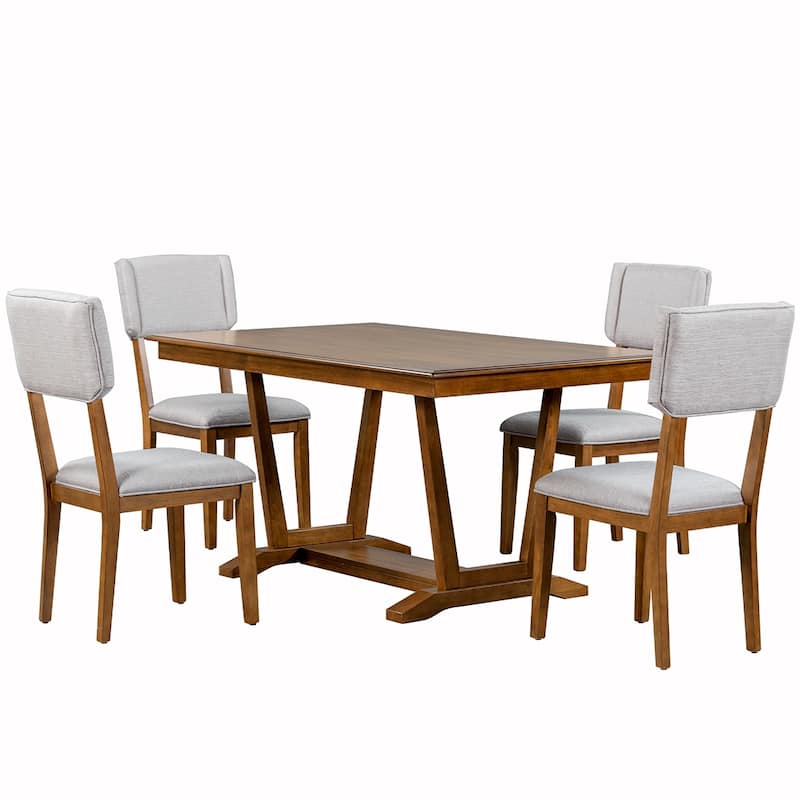 5PCS Wood Dining Table Set With 4 Chair