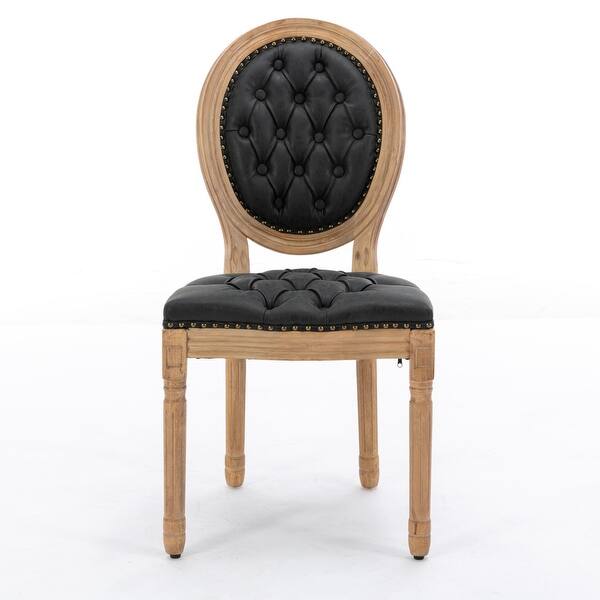 slide 2 of 16, Set of 2 French Country Armless Dining Chairs with Padded Seat Set of 2+PU - Black