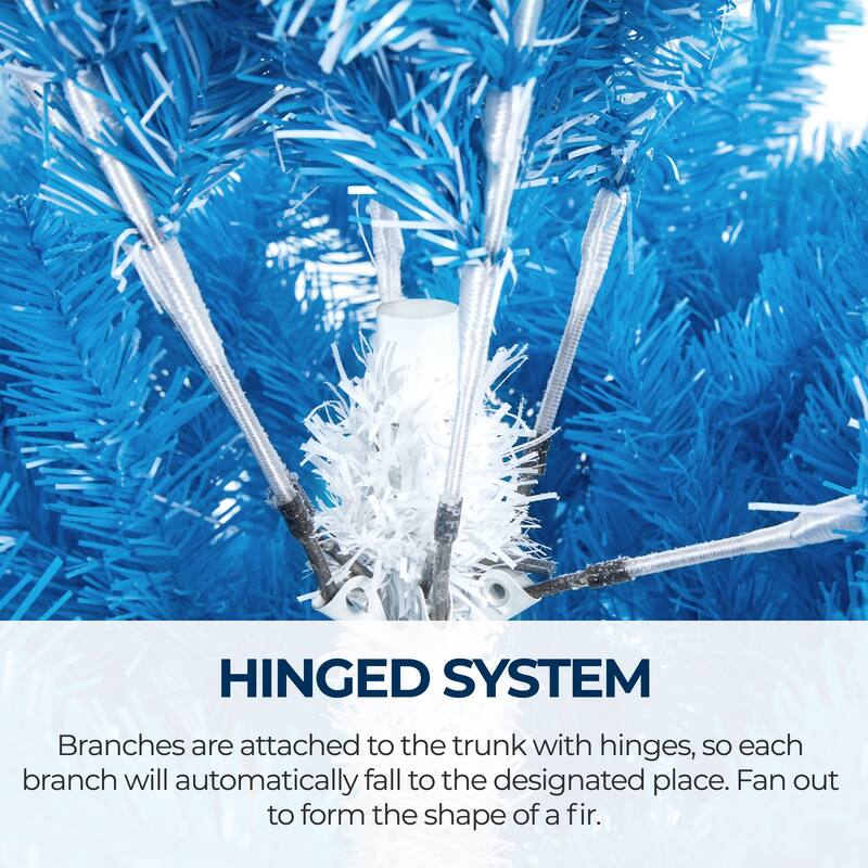 Yaheetech Premium 6ft/7.5ft Snow Flocked Artificial Decorative Christmas Tree, Lake Blue Gradient