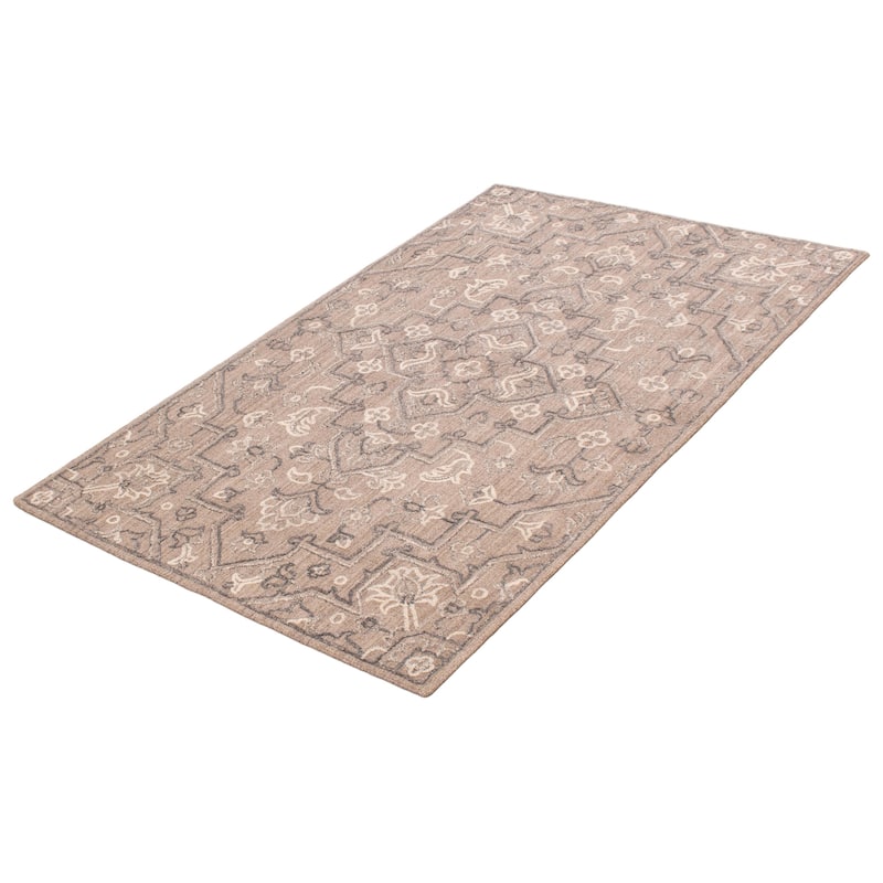 ECARPETGALLERY Hand-knotted Tangier Taupe Wool Rug - 5'0 x 7'11