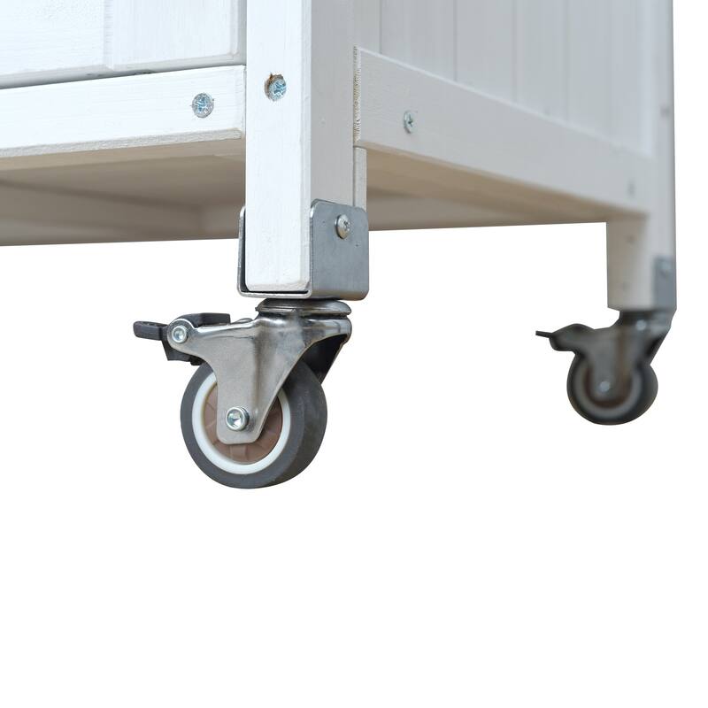 Portable Foldable Outdoor Kitchen Cart with Storage Cabinet and Lockable Wheels