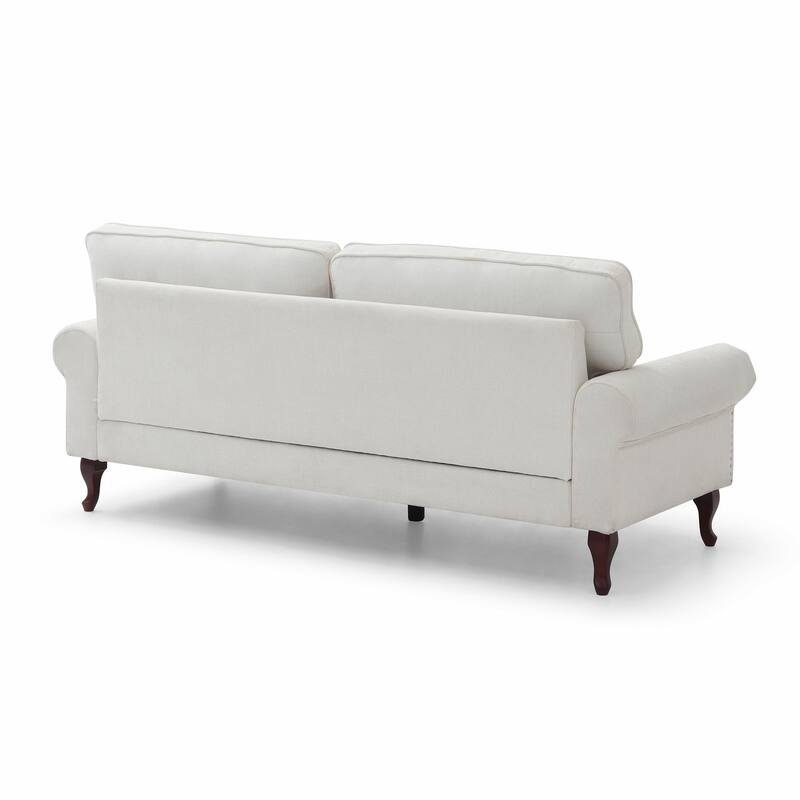 Linen Loveseat - Tufted Chesterfield Sofa