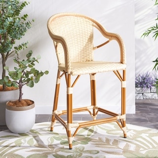 SAFAVIEH California Outdoor Bistro 26-inch Counter Stool with Arms - 23" W x 26" D x 43" H