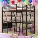 preview thumbnail 1 of 7, Modern Twin Size Loft Bed With 4 Layers Of Shelves And L-shaped Desk,Sockets,USB Ports,Wireless Charging Black