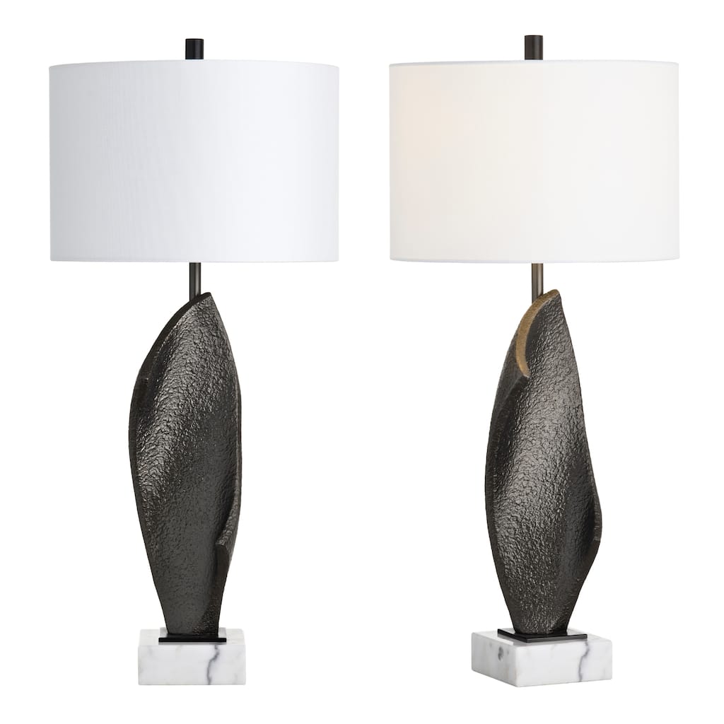 Kenner 33" Table Lamp with Drum Shade, Black- Set of 2