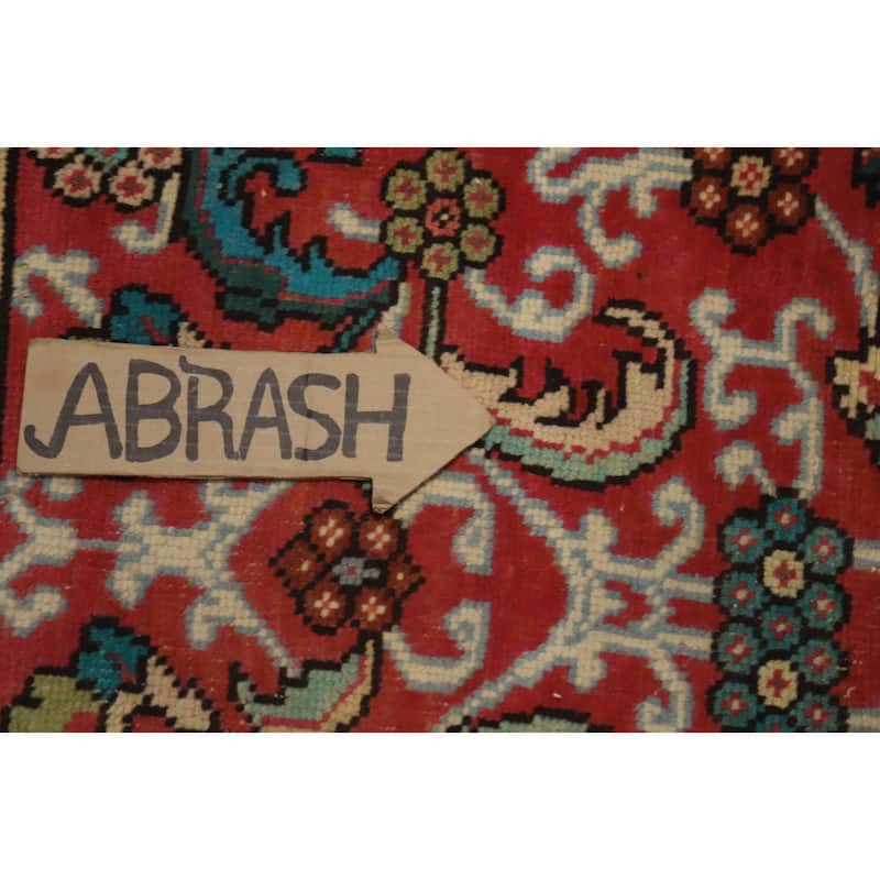 Hand Knotted Oriental 100% Wool Carpet Traditional Floral Red Tabriz Area Rug - 4' 9'' X 3' 1''