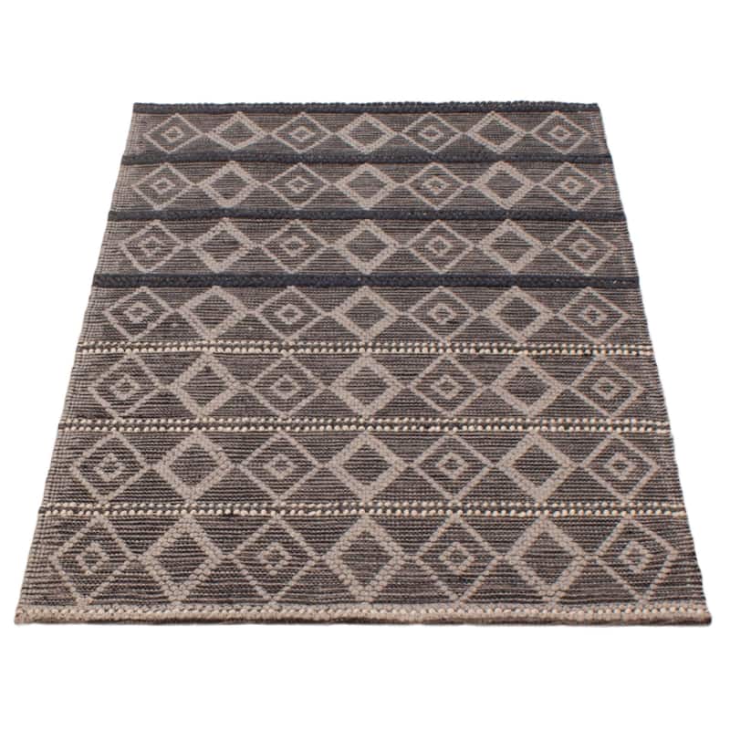 ECARPETGALLERY Braid weave Sienna Grey Wool Rug - 4'0 x 6'0