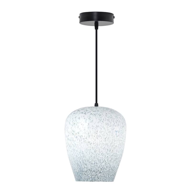 Carter River of Goods Black Metal and Glass 7.8-Inch Pendant Light with Adjustable Hanging Cord - 7.8" x 7.8" x 59.5" - 7.8" x 7.8" x 59.5" - Blue/White/Green/Gold/Black