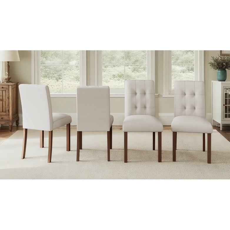 Wooden Dining Chairs Set Of 4,Modern Dining Room Chairs With Back, Fabric Kitchen Side Chairs With Wood Legs