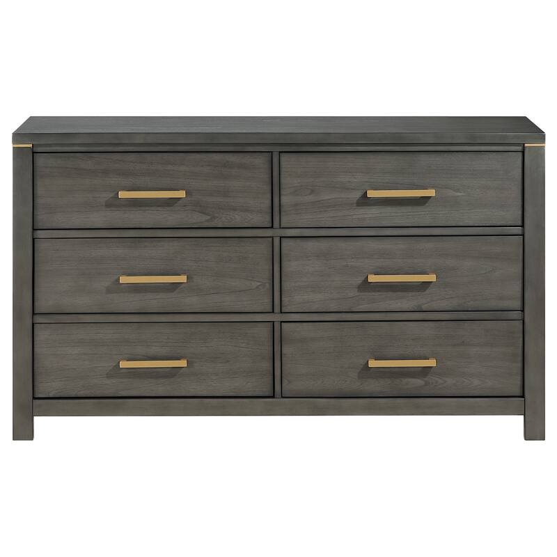 Kieran Transitional Wood 6-drawer Dresser Grey