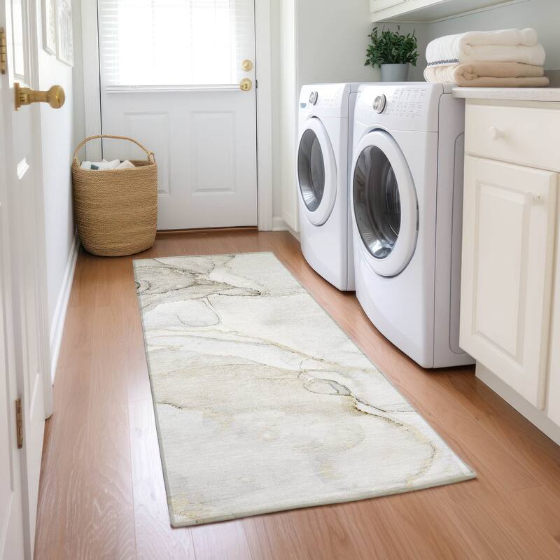 Alsiro Unique Abstract Weather Resistant Timeless Fusion Runner Outdoor Rug - 8' Runner