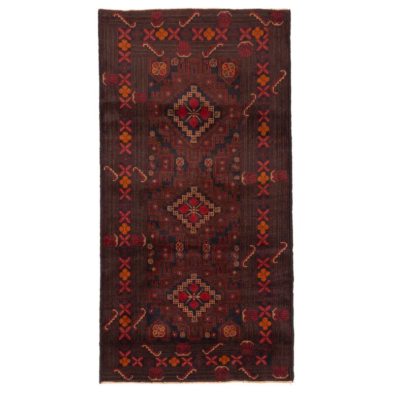 ECARPETGALLERY Hand-knotted Teimani Dark Red Wool Rug - 3'11 x 6'9