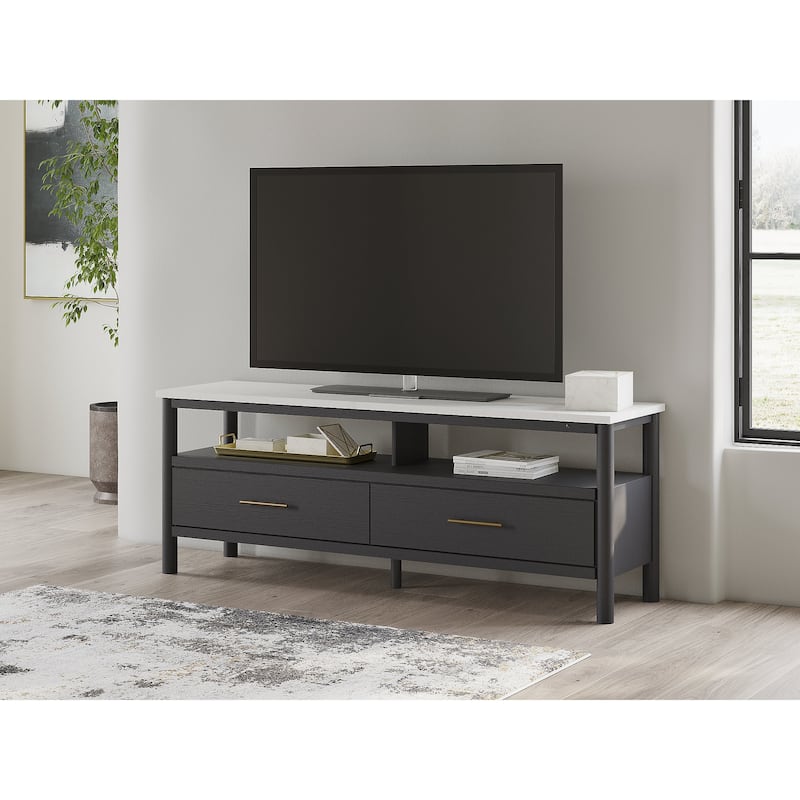 Signature Design by Ashley Cadmori 72" TV Stand for TVs up to 82 - 72"W x 19"D x 27"H - Black/White