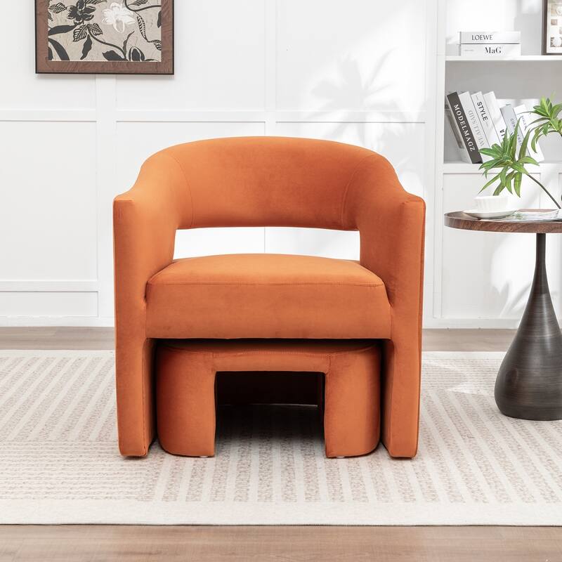 SEYNAR Modern Glam Velvet Accent Armchair Open Back with Ottoman
