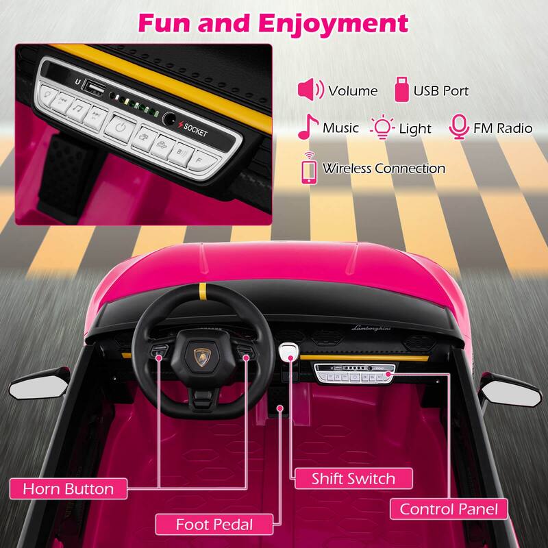 Costway 4WD 2-Seater Ride on Car, Licensed Lamborghini Kids’ Vehicles - See Details