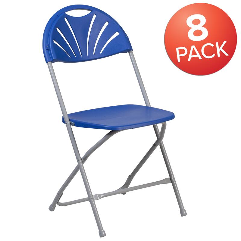 8 Pack 650 lb. Capacity Plastic Fan Back Folding Chair