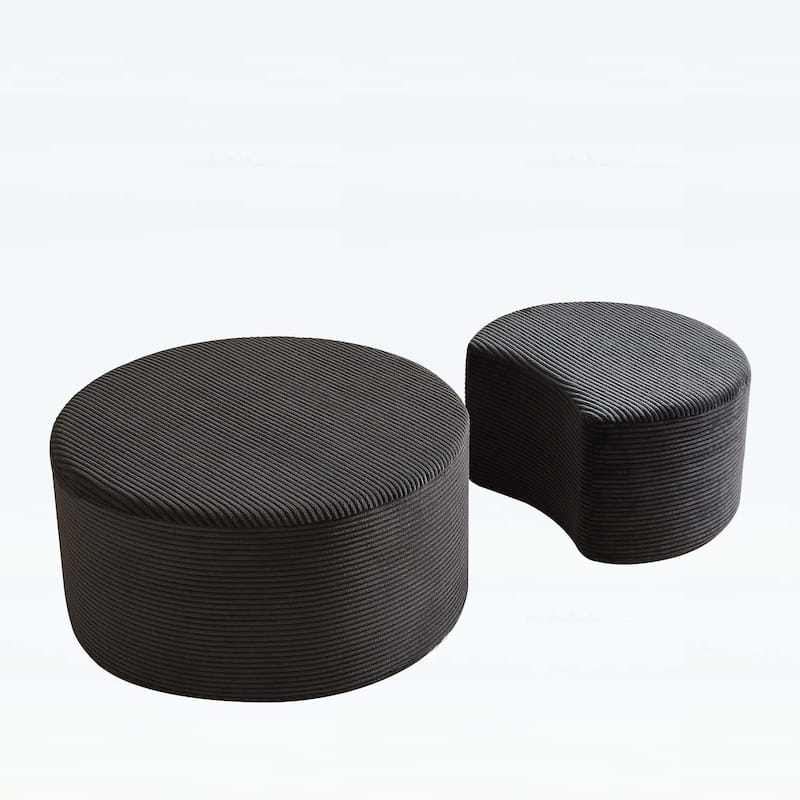 Upholstered Round Tables for Living Room,Set of 2