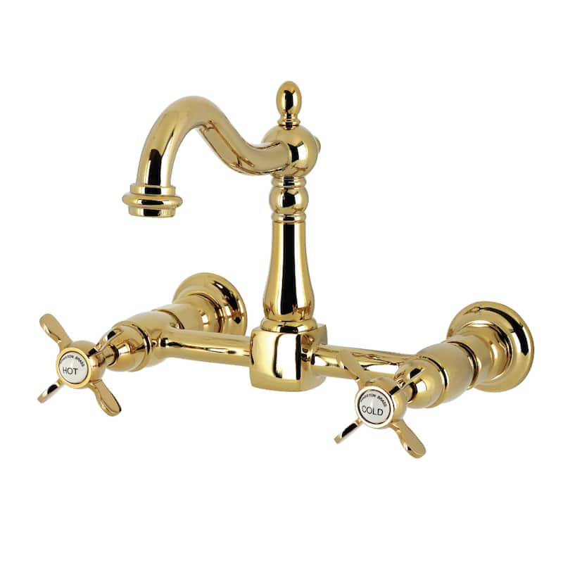 Kingston Brass Essex Double-Handle Wall-Mount Pre-Rinse Bridge Kitchen Faucet