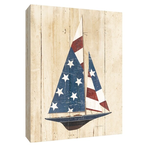PTM Images 9-154720 PTM Canvas Collection 10" x 8" - "American Flag Sailboat" Giclee Sailboats Art Print on Canvas