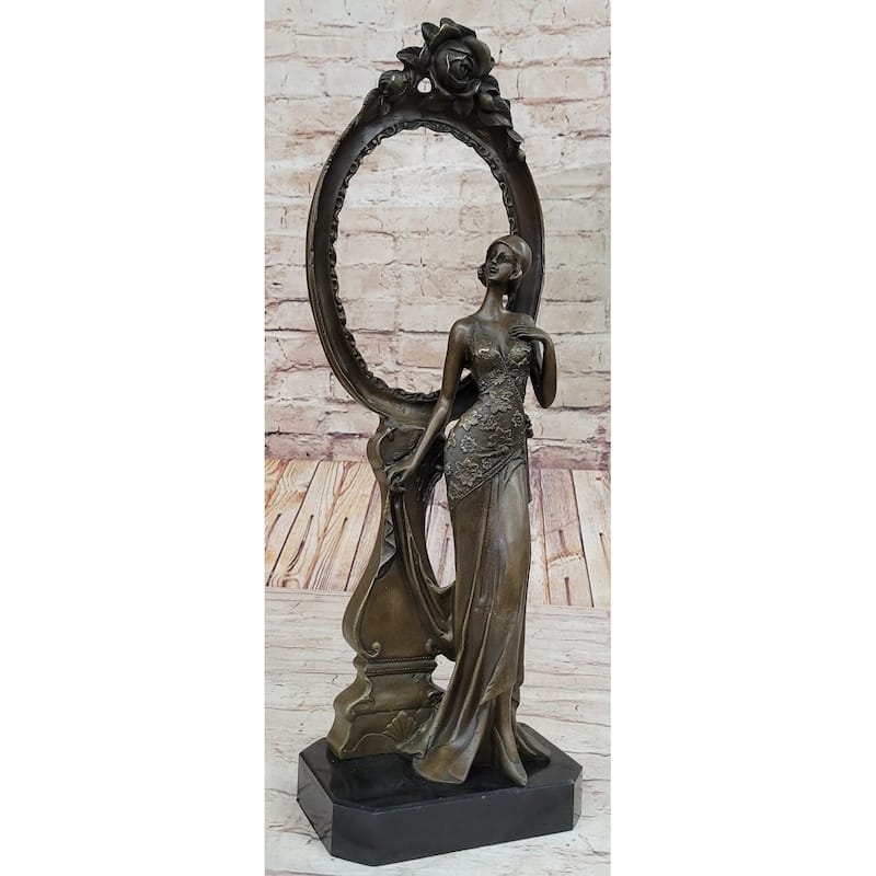 Signed Original Milo 1940 Woman Real Bronze Picture Frame Sculpture