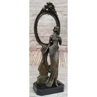 Signed Original Milo 1940 Woman Real Bronze Picture Frame Sculpture