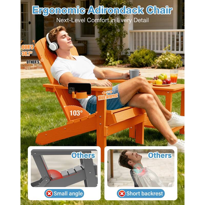 WINSOON All Weather HIPS Outdoor Plastic Adirondack Chair