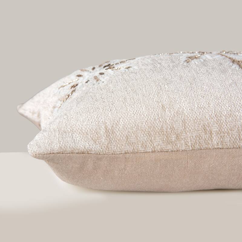 Rizzy Home Embroidered Snowflake Holiday Throw Pillow