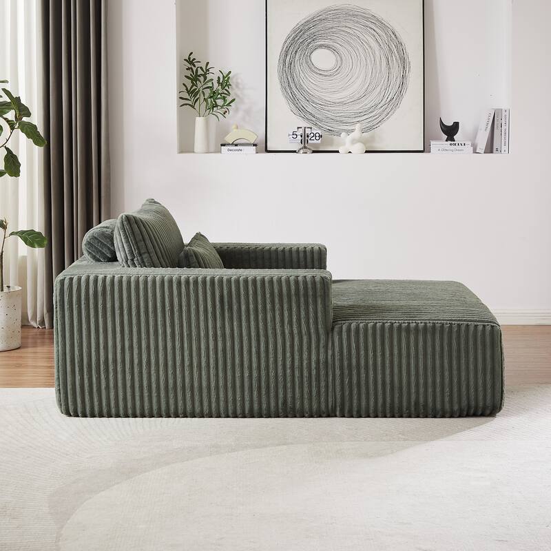 Plush Corduroy Fabric Modular Cloud Sofa with Backrest Pillow for Livingroom 75-Inch Fluffy Sleeper Sofa Bed