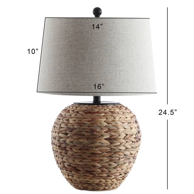 Elicia 24.5" Banana Leaf Basket LED Table Lamp, Natural by JONATHAN Y