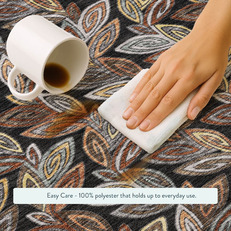 Machine Washable Indoor/ Outdoor Modern Rose Hill Chantille Rug