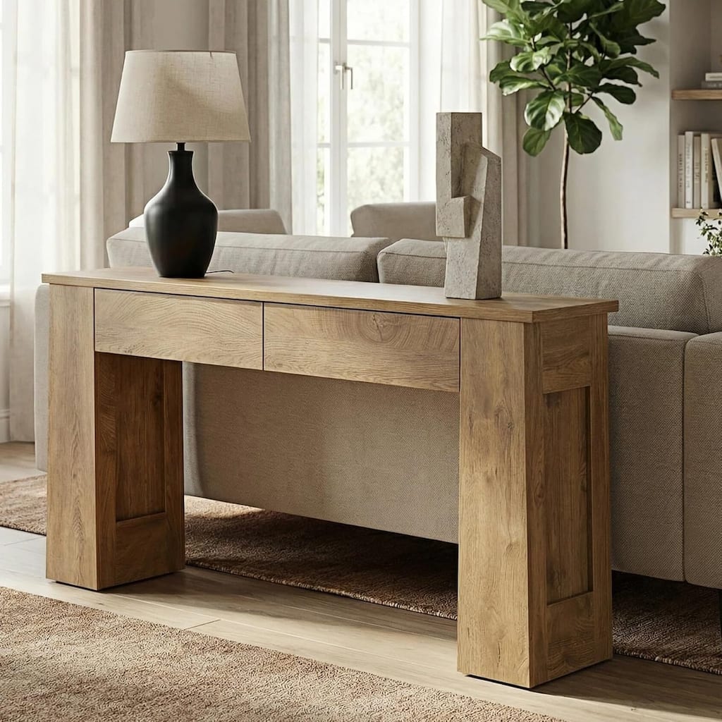 63-Inch Console Table with 2 Drawers, Modern Long Entryway Sofa Table for Hallway - 63" L x 11.8" W x 31.5" H